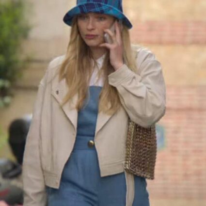 Emily in Paris S02 Camille Beige Leather Jacket