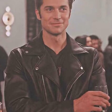 Lucas Bravo Emily in Paris S02 Gabriel Black Leather Jacket
