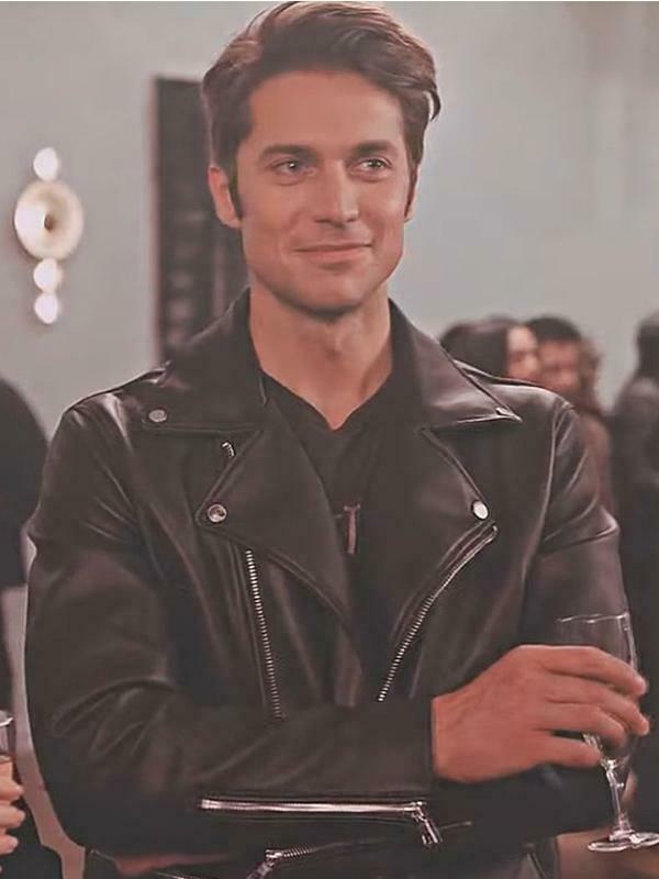 Lucas Bravo Emily in Paris S02 Gabriel Black Leather Jacket