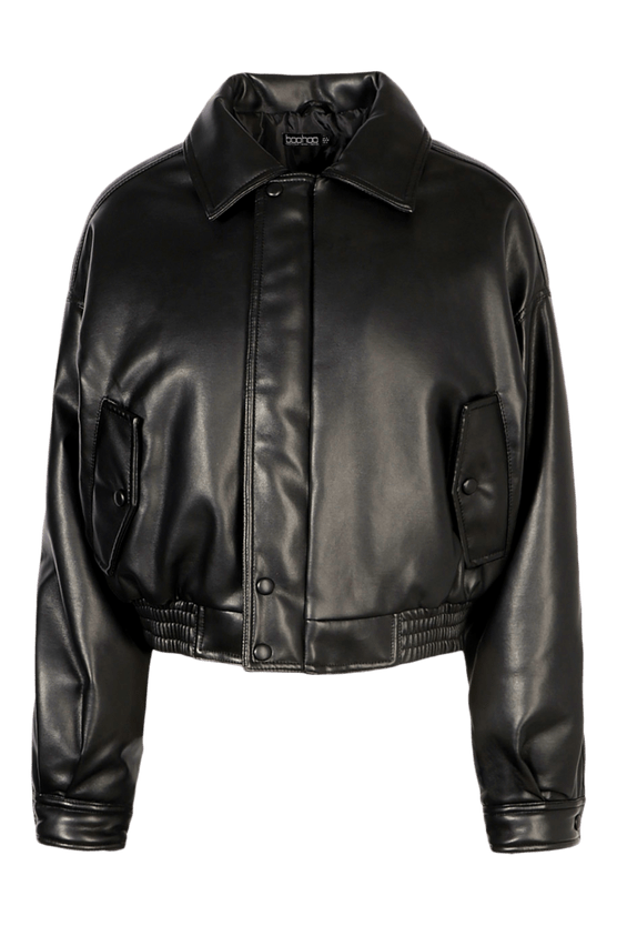 Women Bomi Vegan Leather Bomber Jacket