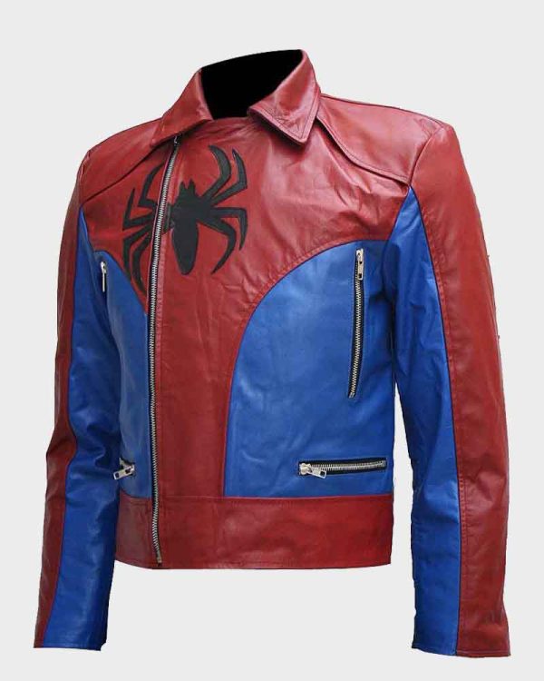 Spiderman Style Biker Leather Jacket For Men’s