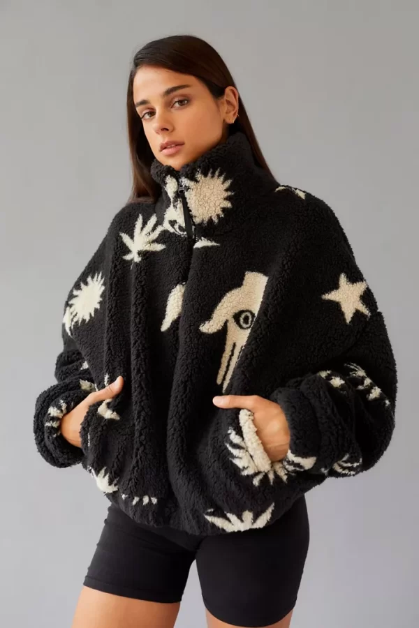 Urban Outfitters Olivia Printed Sherpa Jacket