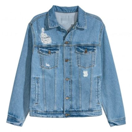 H&M Nicki Minaj Light Blue Printed Denim Jacket