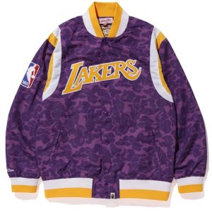 BAPE X Mitchell & Ness Lakers Warm Up Jacket