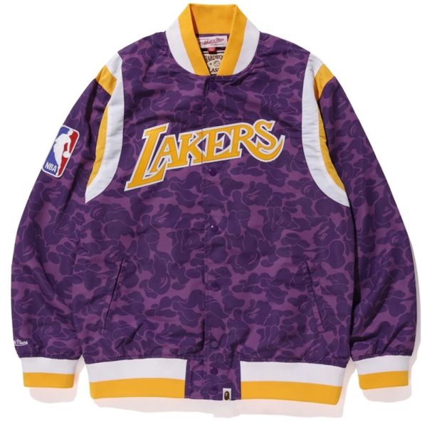 BAPE X Mitchell & Ness Lakers Warm Up Jacket