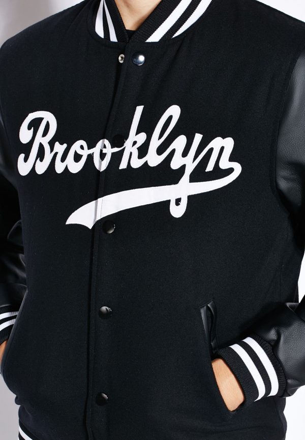 Majestic Brooklyn Dodgers Black Letterman Jacket