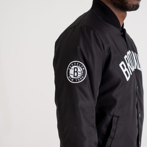 Brooklyn Nets Wordmark Black Varsity Jacket