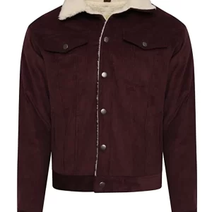 Trucker Western Burgundy Shearling Corduroy Jacket