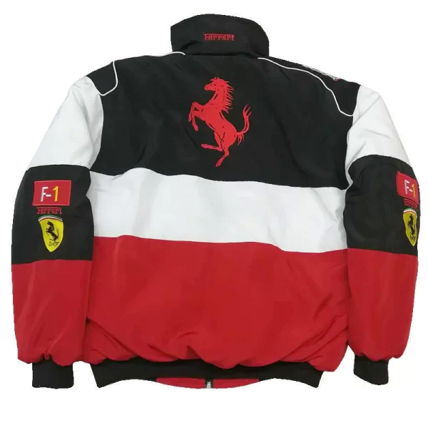 The iconic style of the jacket the team wore in its heyday! Layer up with the Ferrari Team bomber jacket, featuring embroidered team and sponsor logos.