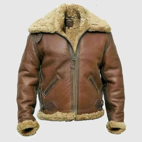 Vintage B3 Bomber RAF Aviator Shearling Fur Pilot Jacket
