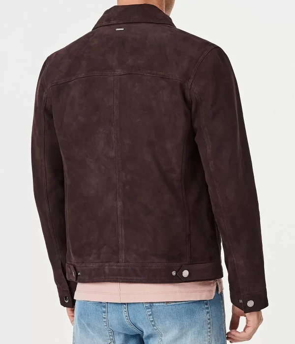 Men's Brown Suede Trucker Leather Jacket