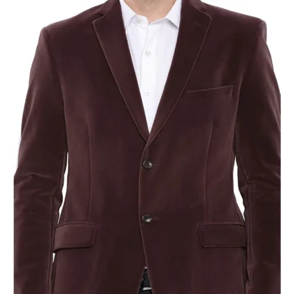 Men’s Velvet Brown Two Button Blazer Coat