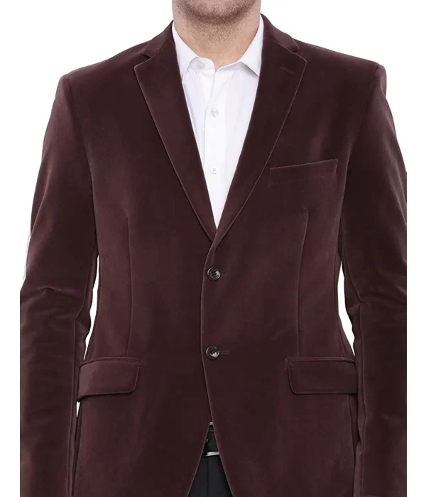 Men’s Velvet Brown Two Button Blazer Coat
