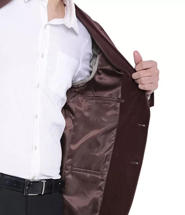 Men’s Velvet Brown Two Button Blazer Coat Jacket