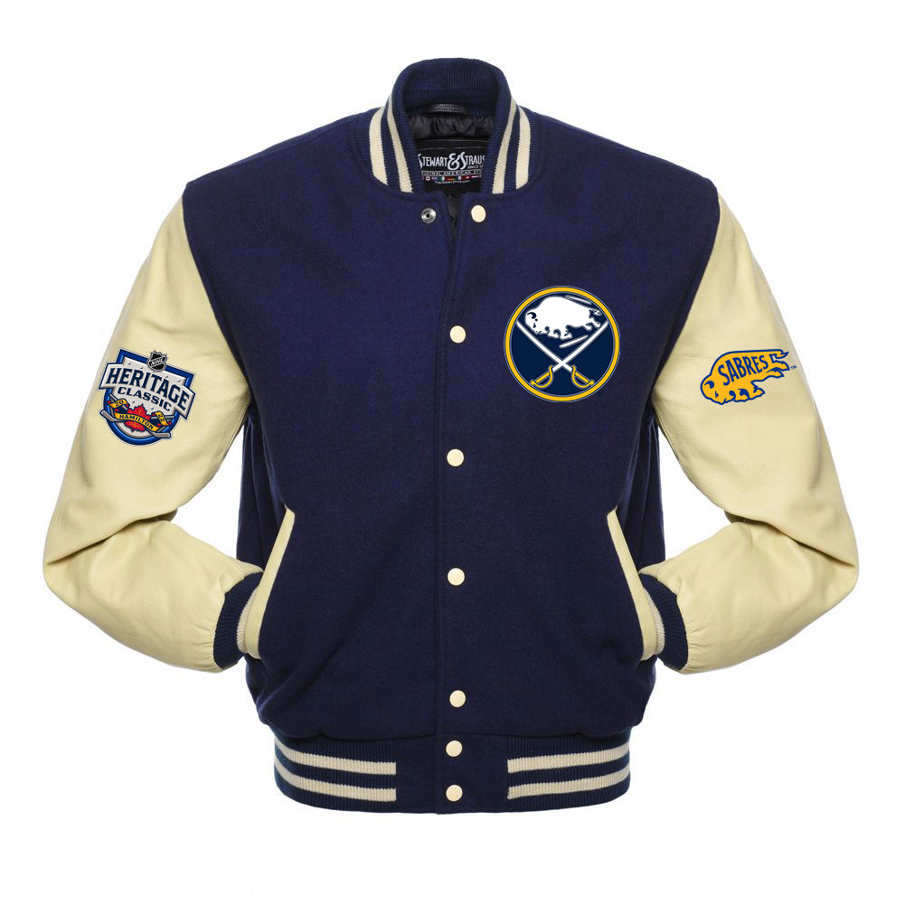 Varsity Buffalo Sabres Blue and White Two Tone Jacket