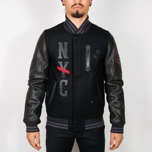 The Nike BB Infamous Destroyer Jacket is a premium high-tech style equipped with a classic baseball look including leather sleeves and wool felt upper at body as well as the following features: