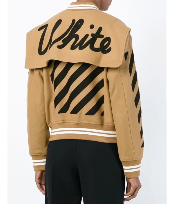Off-White Virgil Abloh Black Striped Varsity Jacket - Brown