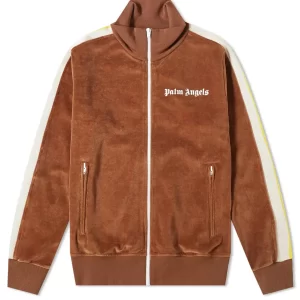 PALM ANGELS Striped-panel velvet jacket