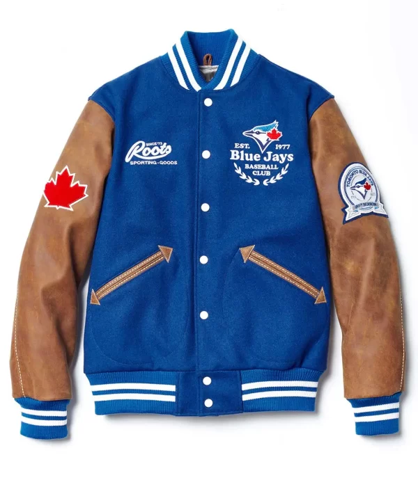 Roots x Toronto Blue Jays Royal Blue Varsity Jacket