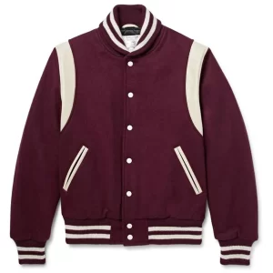 Virgin Burgundy Trimmed Teddy Wool Bomber Jacket