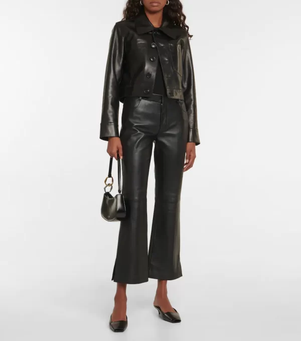 Women's Cropped Leather Jacket