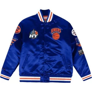 Champ City NEW YORK KNICKS Blue Bomber Satin Jacket