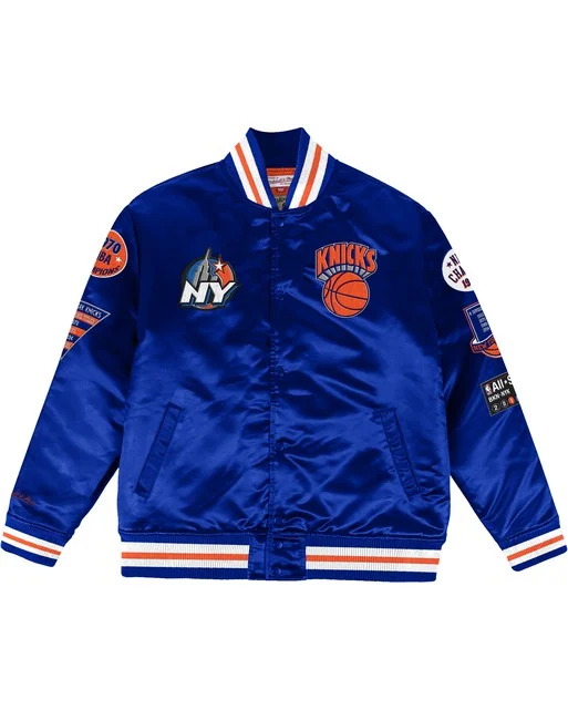 Champ City NEW YORK KNICKS Blue Bomber Satin Jacket