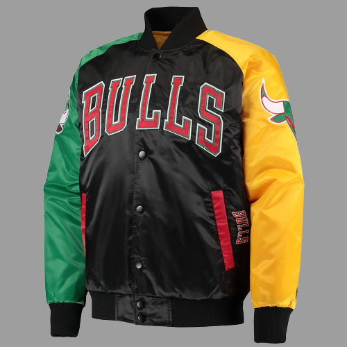 NBA Chicago Bulls Starter x Ty Mopkins Black/Red Satin Full-Snap Jacket