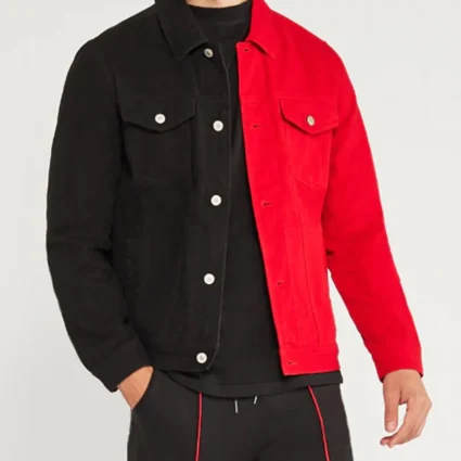 Classic Casual Wear Denim Black and Red Jacket
