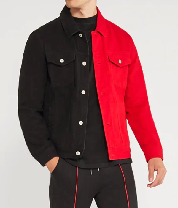 Classic Casual Wear Denim Black and Red Jacket