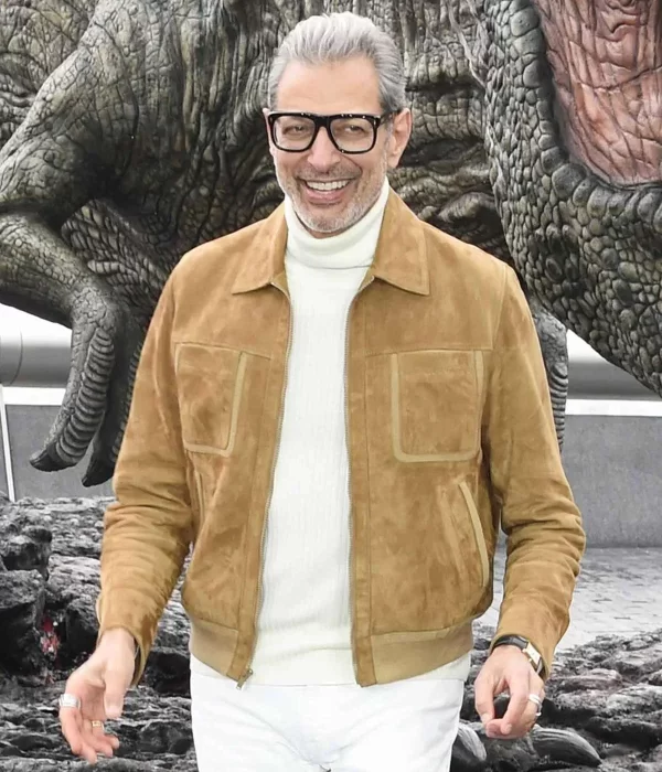Jurassic World Dominion Jeff Goldblum Suede Bomber Jacket