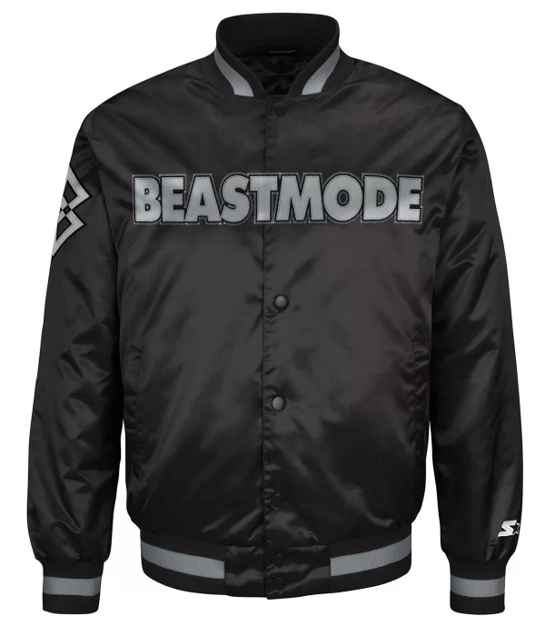 Las Vegas Raiders Beast Mode Black Bomber Satin Jacket
