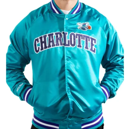 Charlotte Hornets Light Blue Satin Jacket