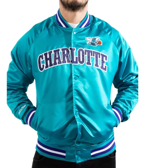 Charlotte Hornets Light Blue Satin Jacket