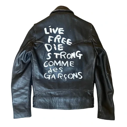 Live Free Die Strong Comme Des Garçons Leather Jacket