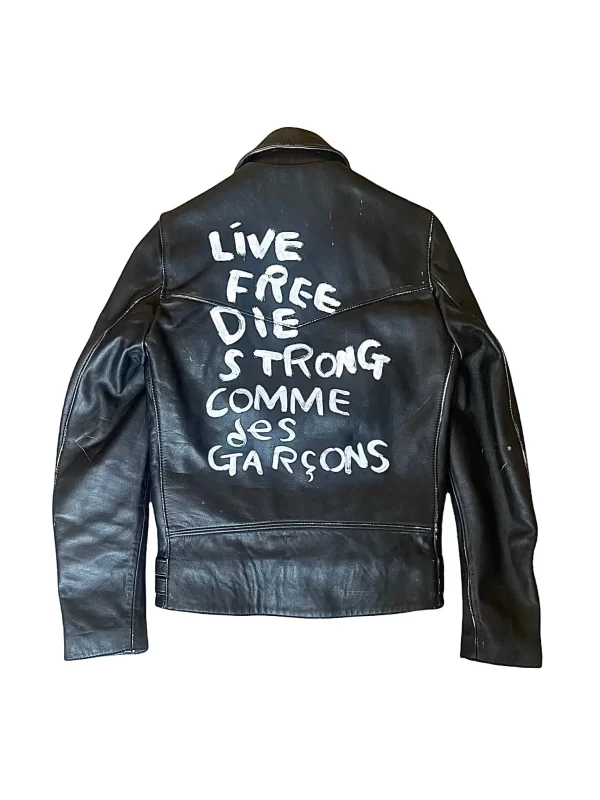 Live Free Die Strong Comme Des Garçons Leather Jacket