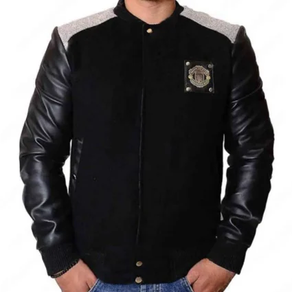 Manchester United City Black Varsity Bomber Jacket