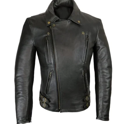 Men's Slimfit Elite Patrol Black Biker Leather Jacket