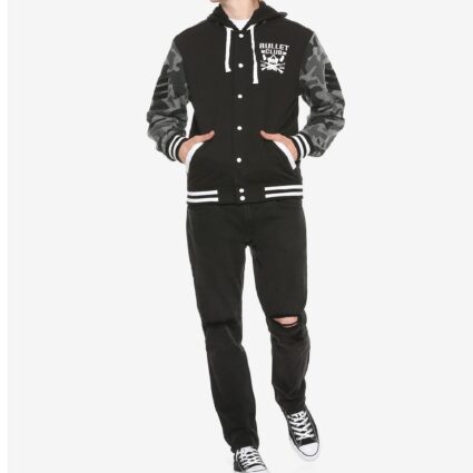New Japan Pro-Wrestling Bullet Club Camo Hooded Varsity Jacket