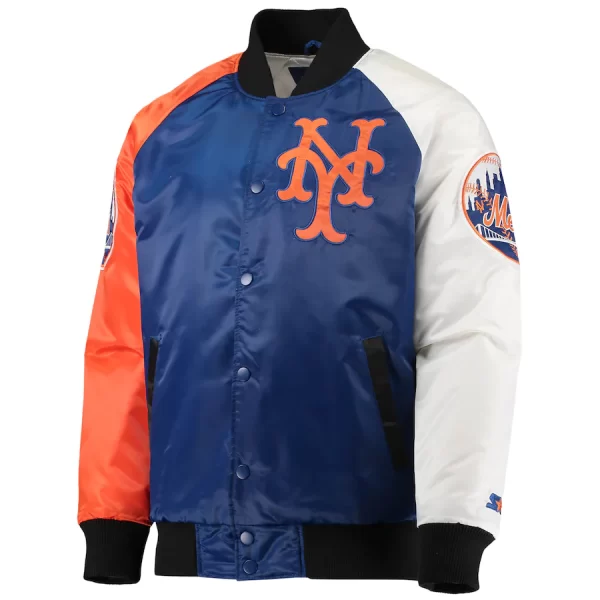 New York Mets Starter Varsity Tri-Color Satin Raglan Full-Snap Jacket