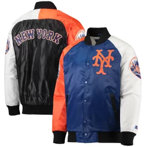 New York Mets Starter Varsity Tri-Color Satin Raglan Full-Snap Jacket