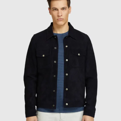 Oliver Goat Suede Navy Leather Jacket