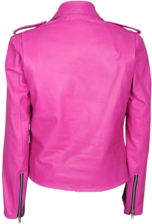 Women's Pink Biker Leather Jacket