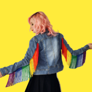 Rainbow Fringe Denim Jacket