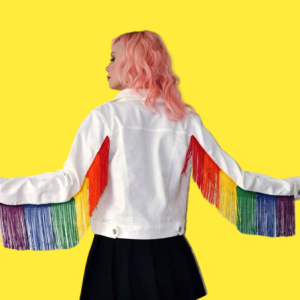 Rainbow Fringe Denim Jacket