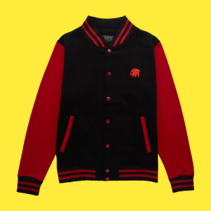 Sonic The Hedgehog Knuckles The Echidna Embroidered Varsity Jacket - Black/Red