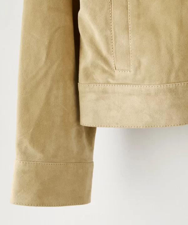 Italian Suede Snap Dylan Jacket In Cappuccino