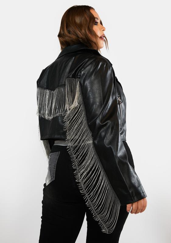 WWE Raw 2022 Doudrop Kimberly Benson Fringe Leather Jacket