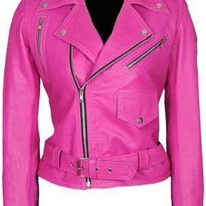 Pink Biker Leather Jacket