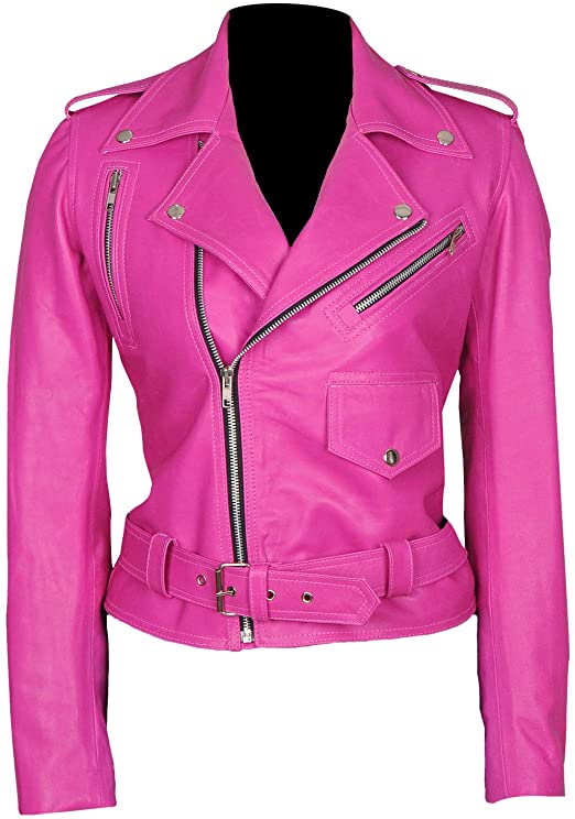 Pink Biker Leather Jacket